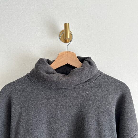 Athleta Cozy Karma Lounge Fleece Funnel Neck Sweatshirt Gray - Picture 2 of 9